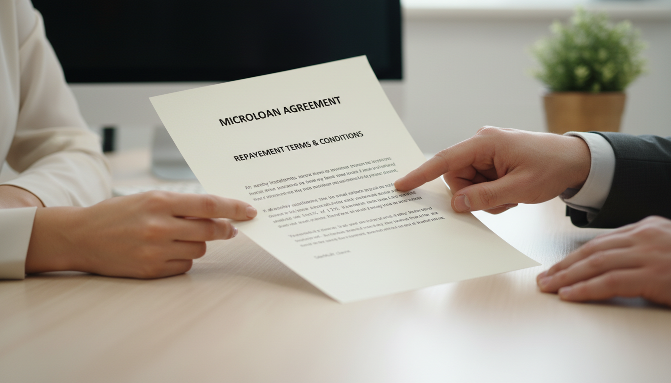 Руки изучают договор микрозайма