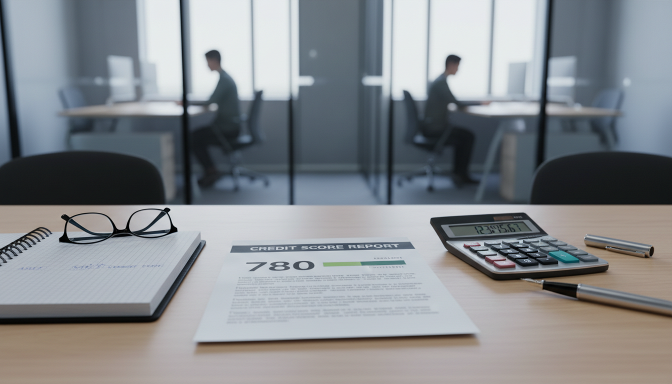 Элементы финансовой оценки: кредитный отчет, калькулятор, ручка