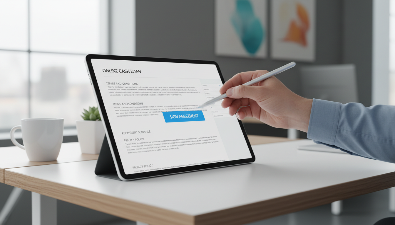 Подписание электронного договора онлайн займа на планшете