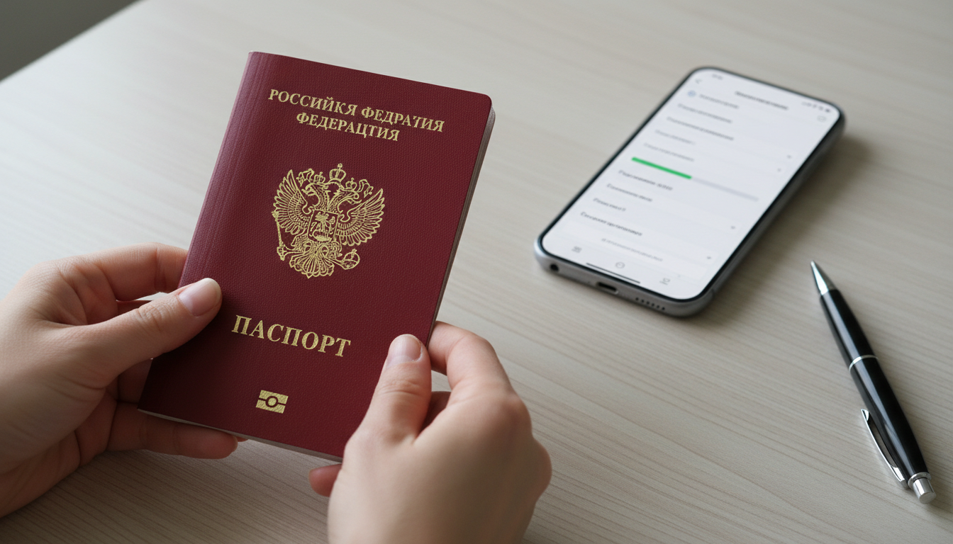 Паспорт и смартфон с онлайн-формой для займа